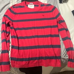 Abercrombie & Fitch Red and Black Striped Long Sleeve